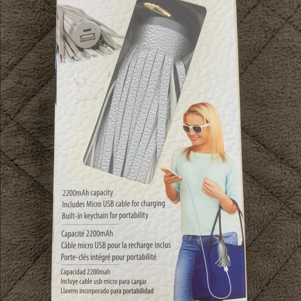 Xtreme Tassel Silver Portable Charger- NIB